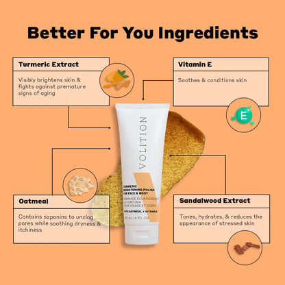 Volition Beauty Turmeric Brightening Polish face and body scrub