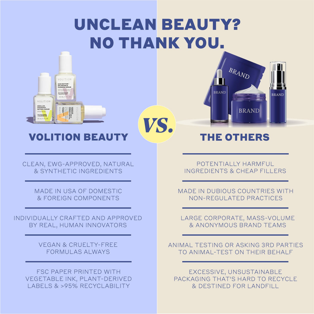 Volition Beauty skincare product lifestyle setting with natural ingredients