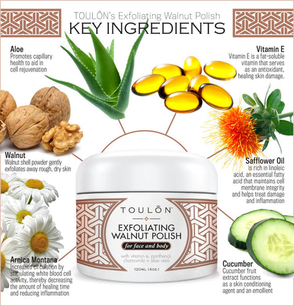 Imported premium anti ageing body and face exfoliator scrub packaging texture close up.