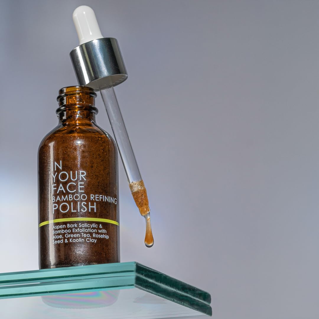 Side view of In Your Face Bamboo Refining Polish packaging