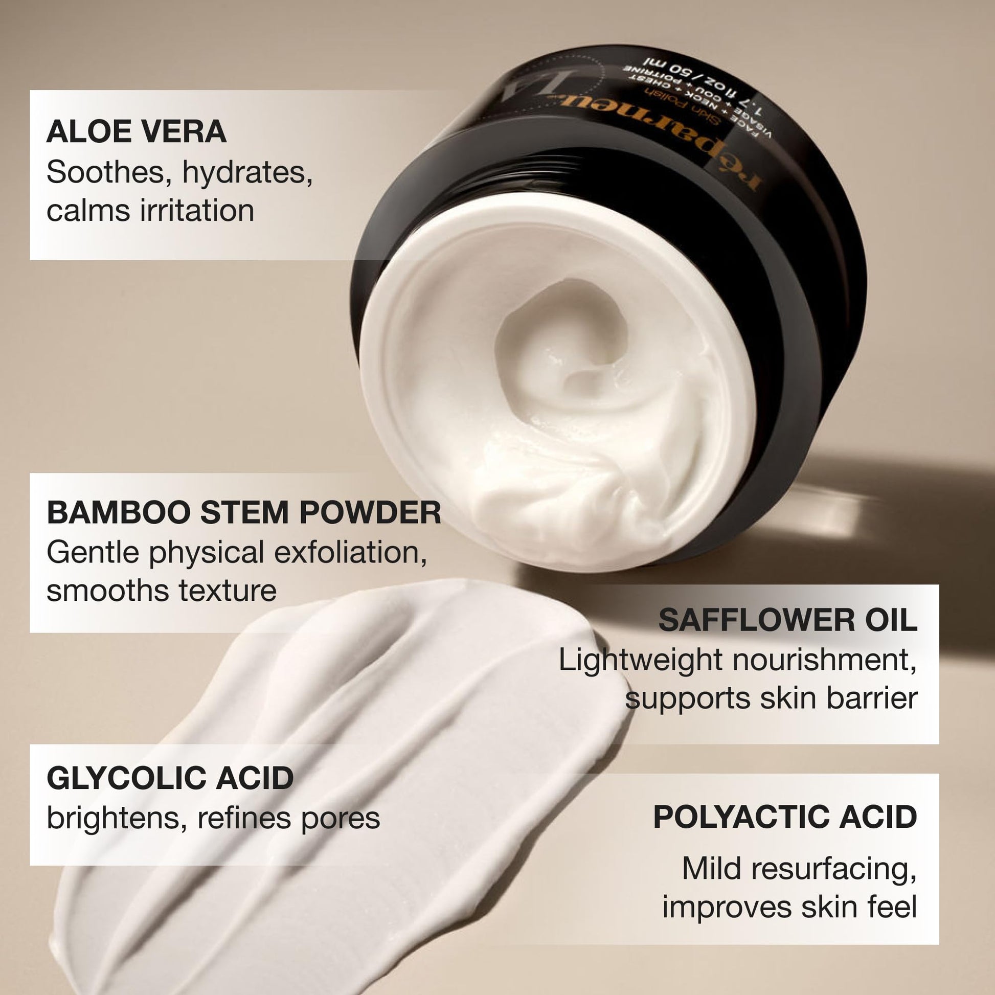 Texture of InfiniteAloe Réparneu Skin Polish cream