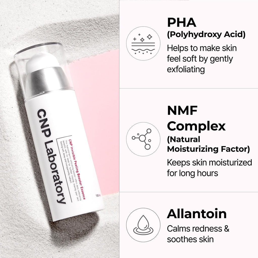 Cnp Laboratory Invisible Peeling Booster Essence pump dispenser close up