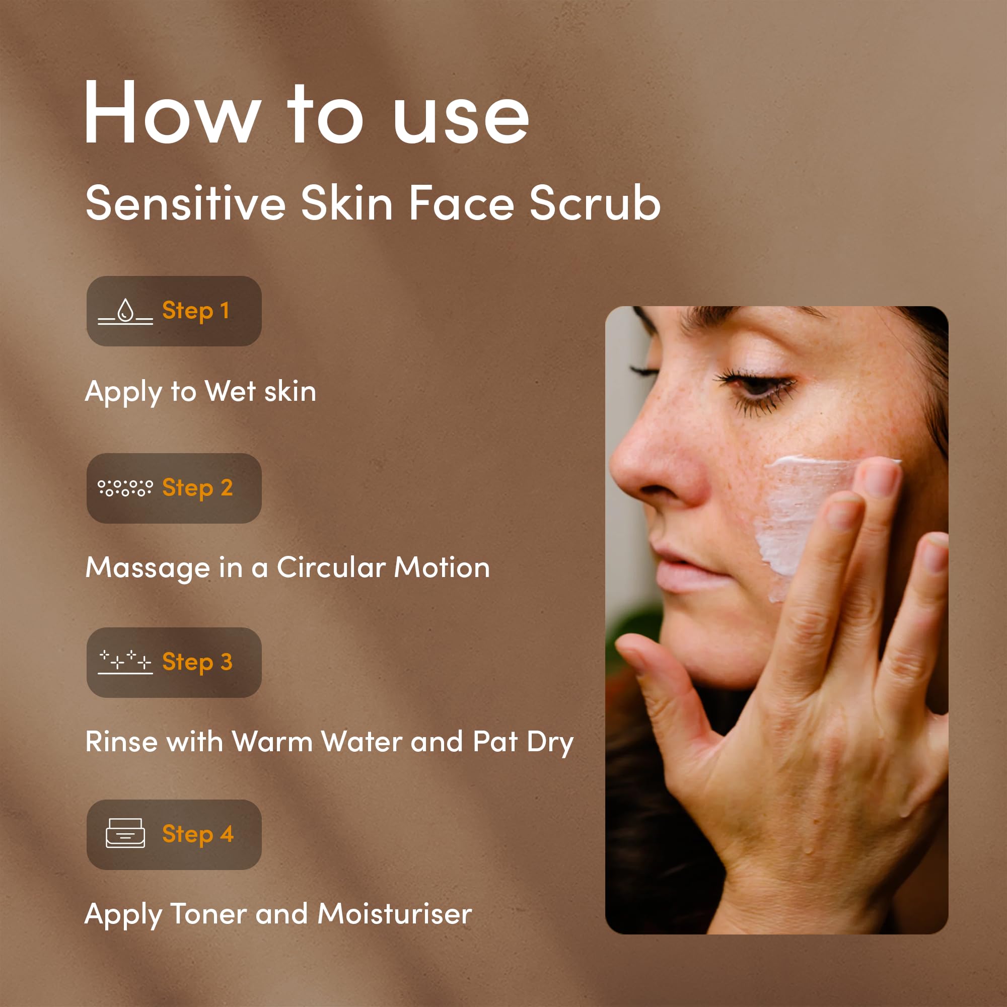 Urban Veda Vitamin C face scrub tube displayed next to natural ingredients like orange slices and turmeric roots.