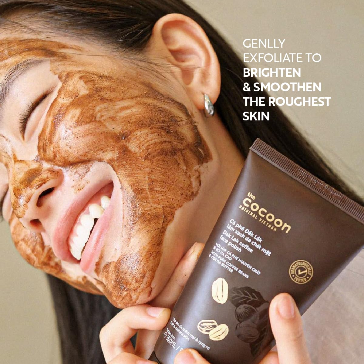 Texture of Cocoon Dak Lak Coffee Face Polish on skin