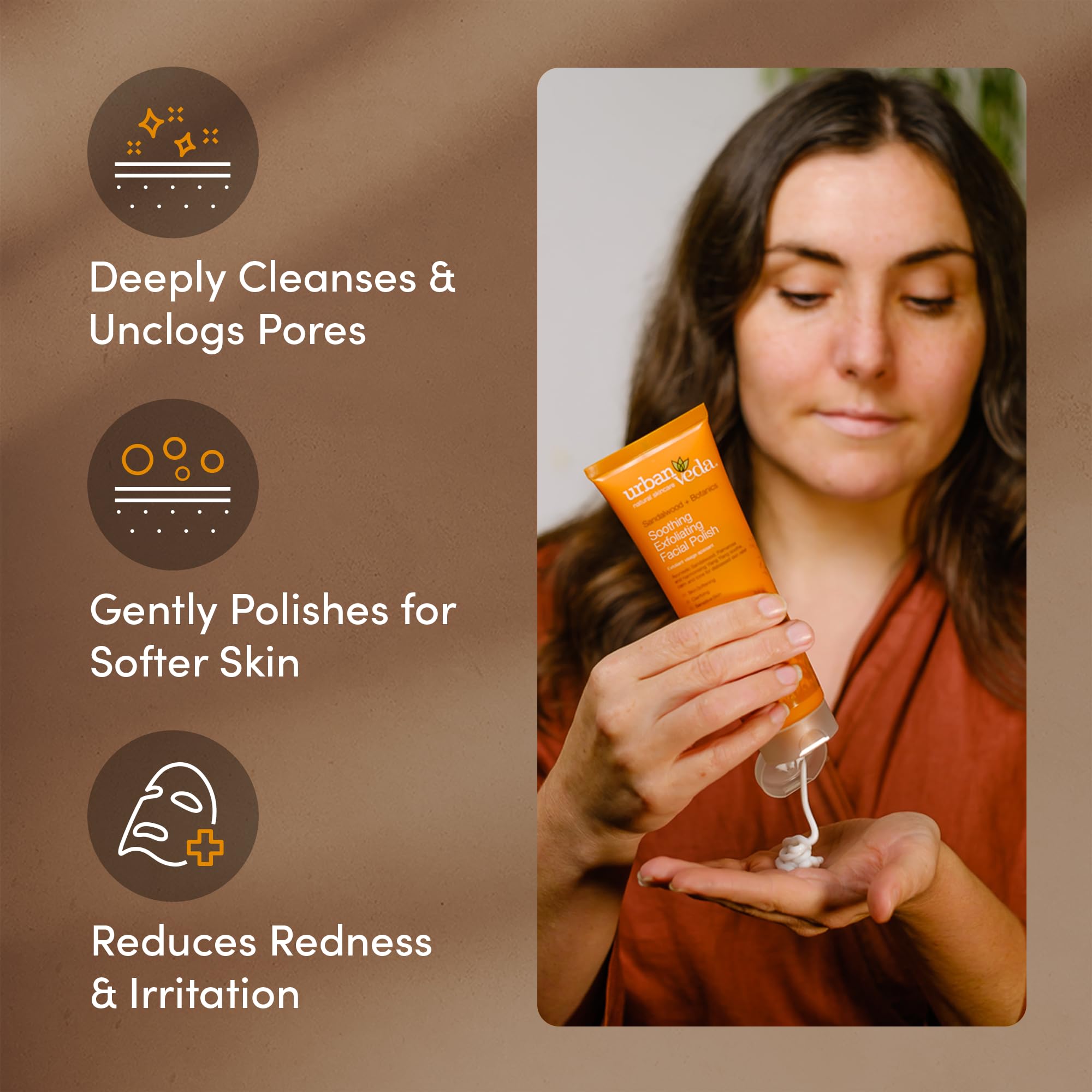 Close up view of the secure cap and dispensing nozzle of the 125ml Urban Veda brightening facial cleanser.