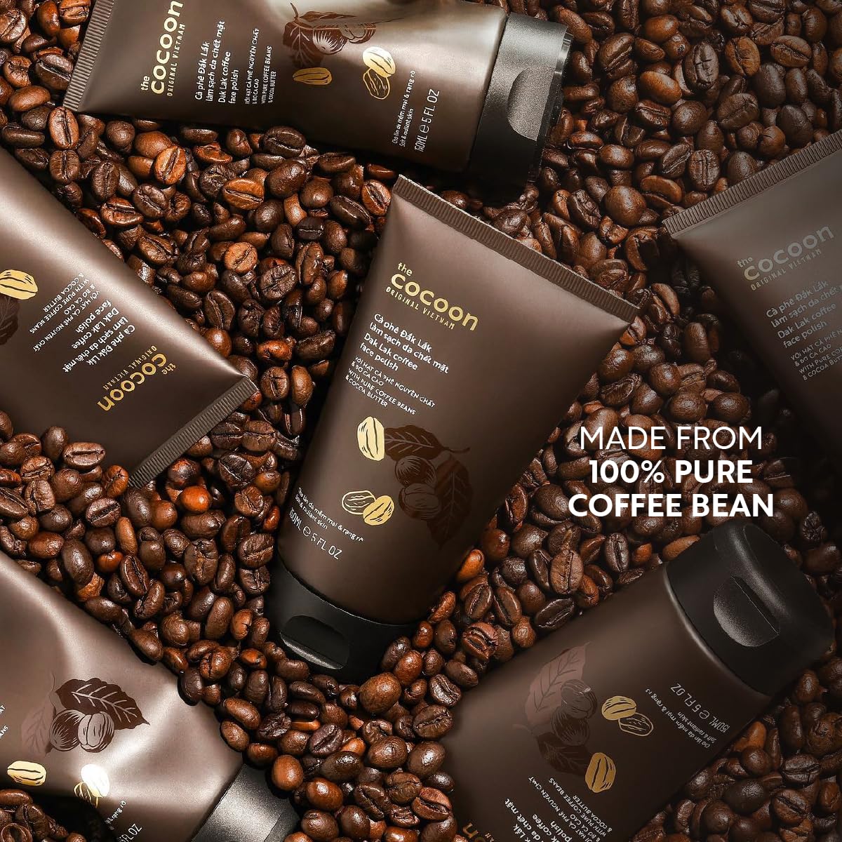 The Cocoon Original Vietnam coffee scrub benefits graphic