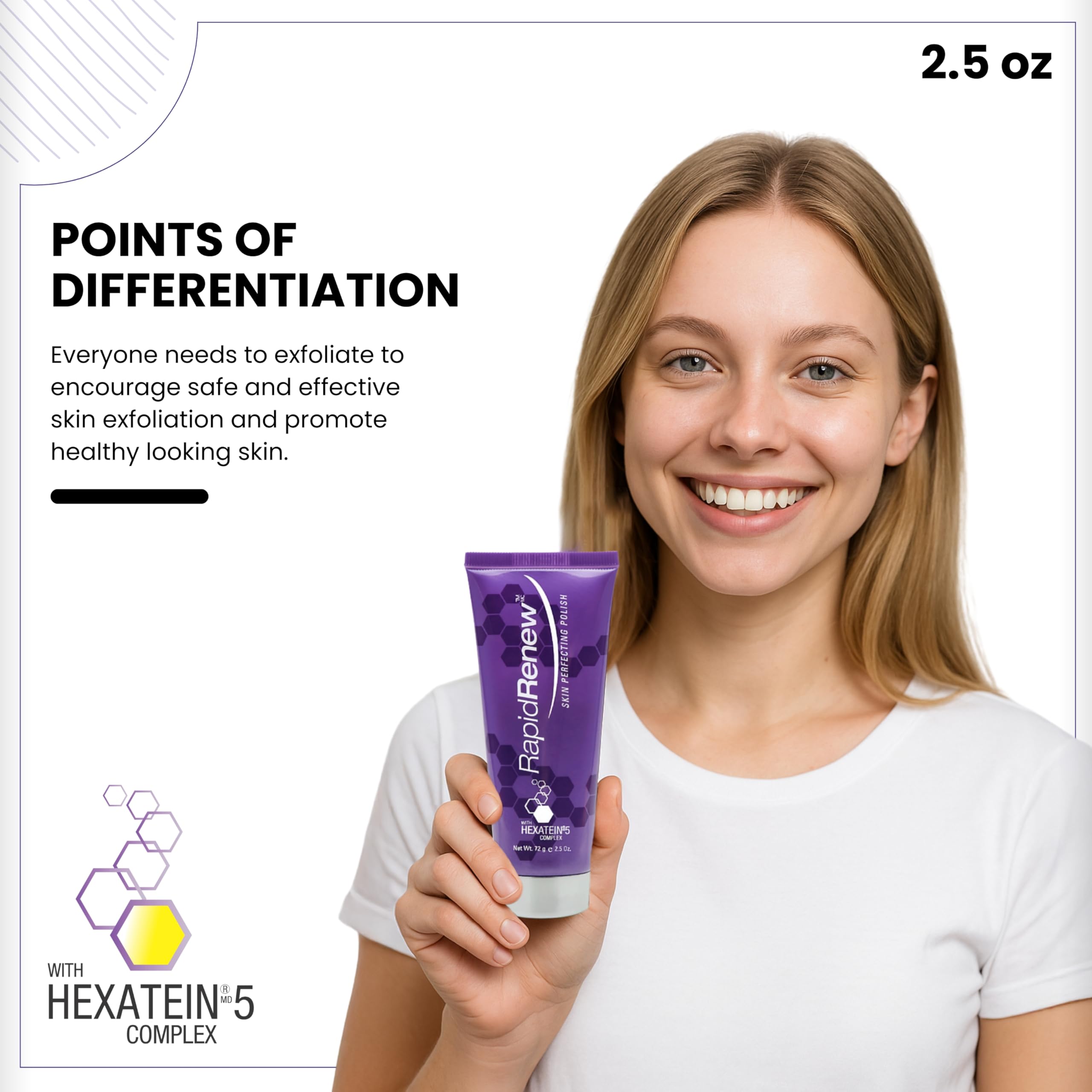 RapidLash facial exfoliator with Vitamin C for smoothing fine lines and wrinkles.