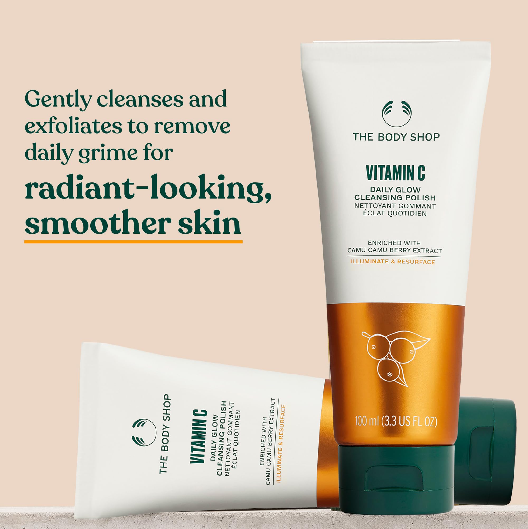 The Body Shop Vitamin C facial cleanser tube packaging
