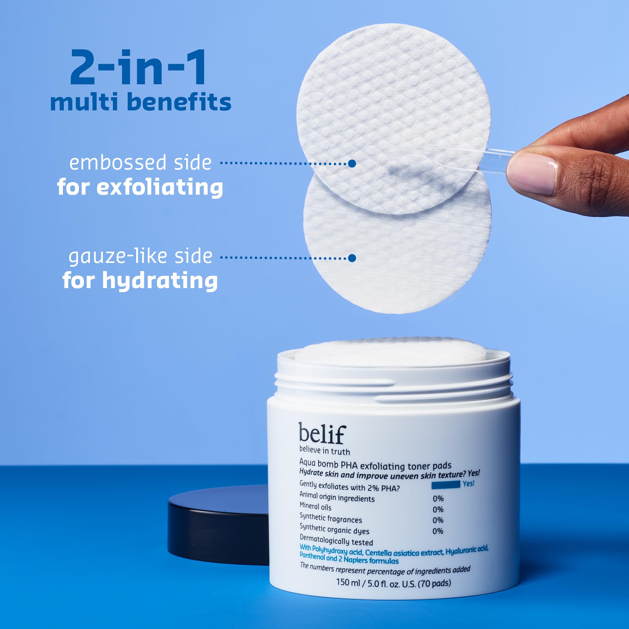 Korean skincare belif toner pads open jar view