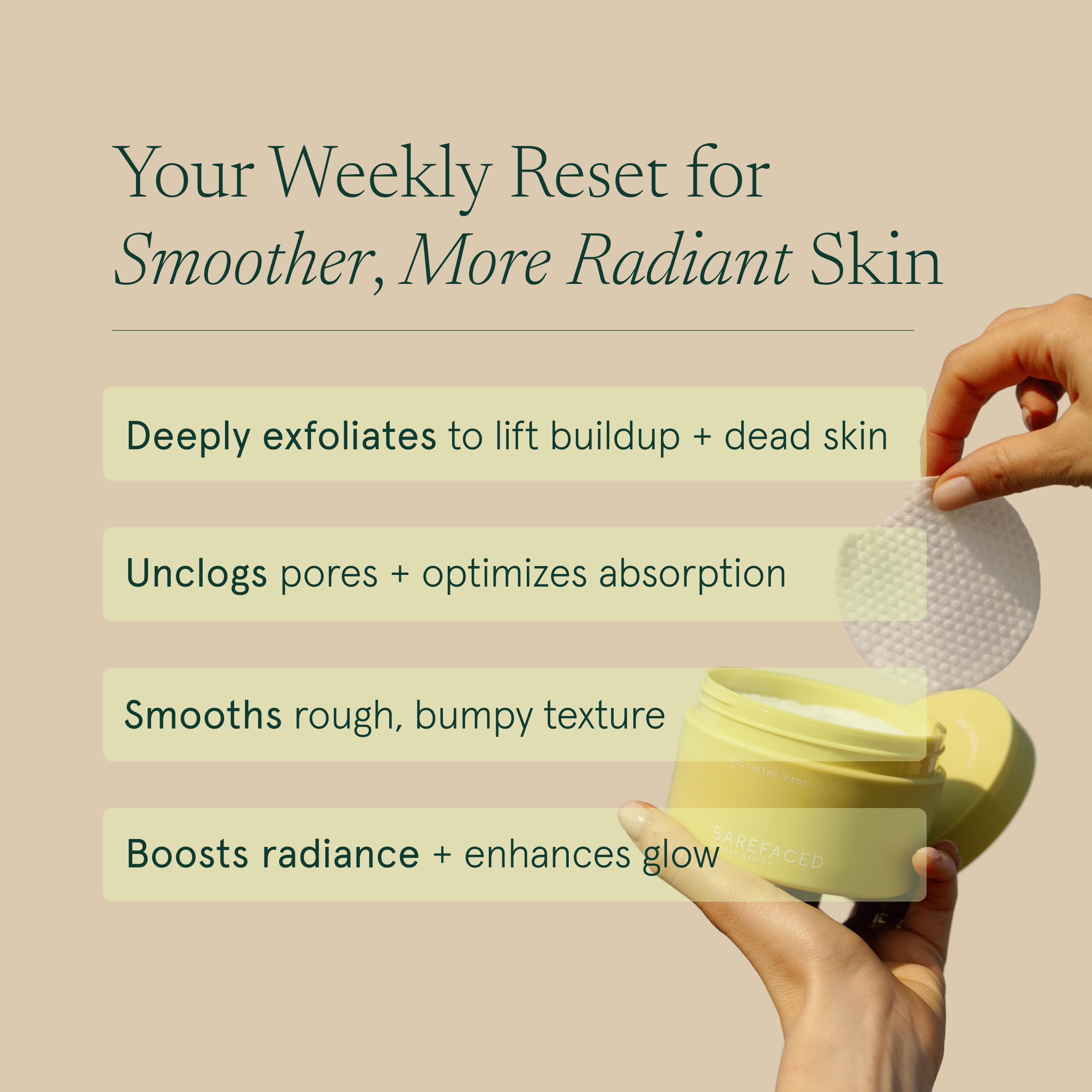 Barefaced exfoliating treatment pads container