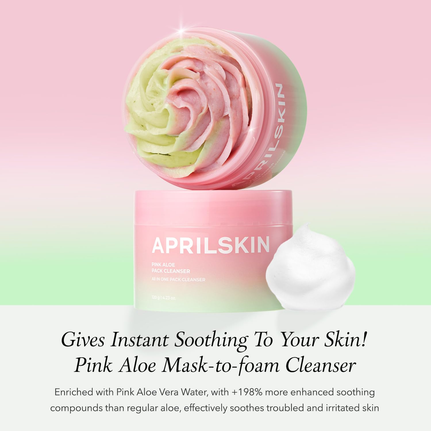 Aprilskin Pink Aloe cleanser texture showing scrub particles