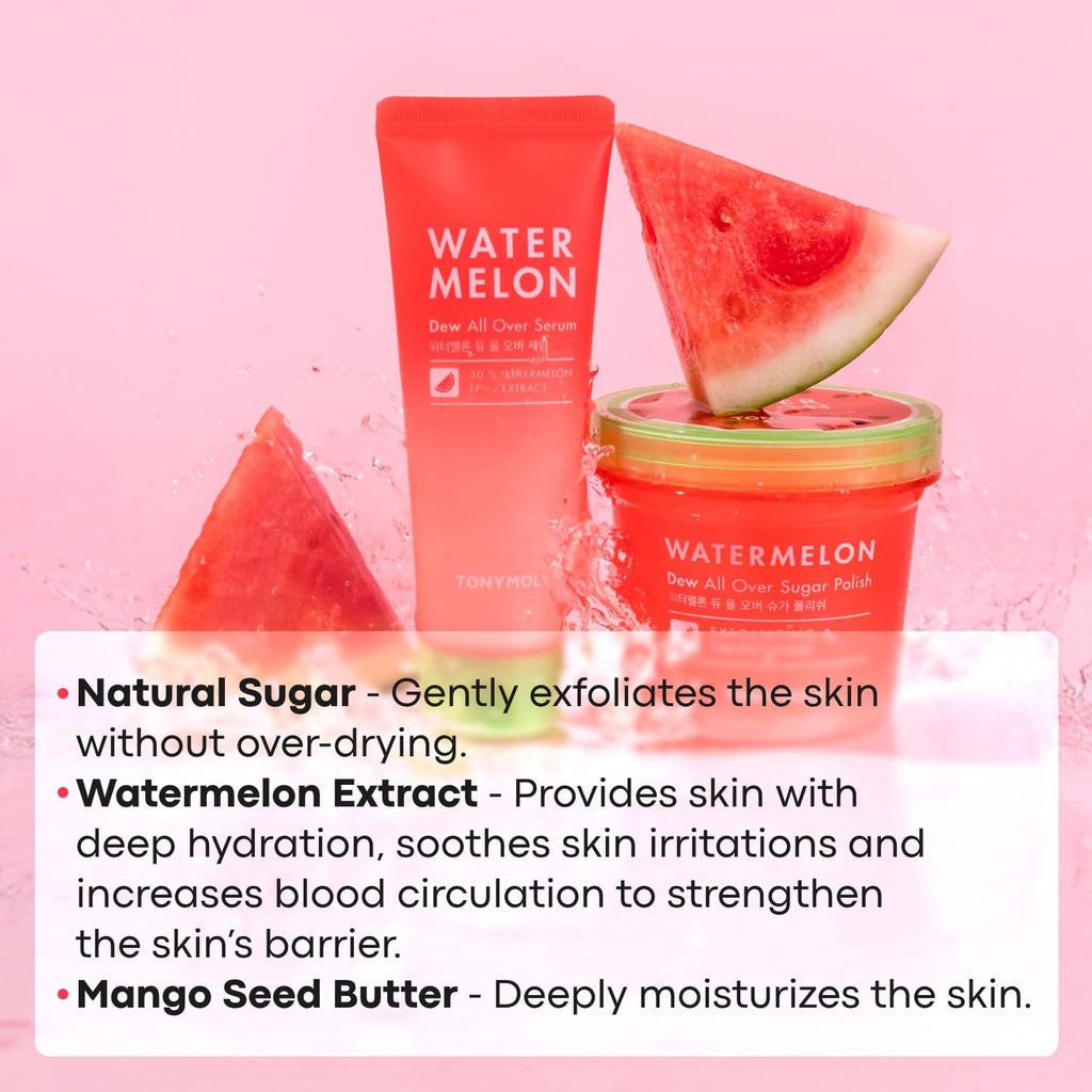 Tonymoly Watermelon Dew All Over Serum side profile display of 120 milliliter bottle