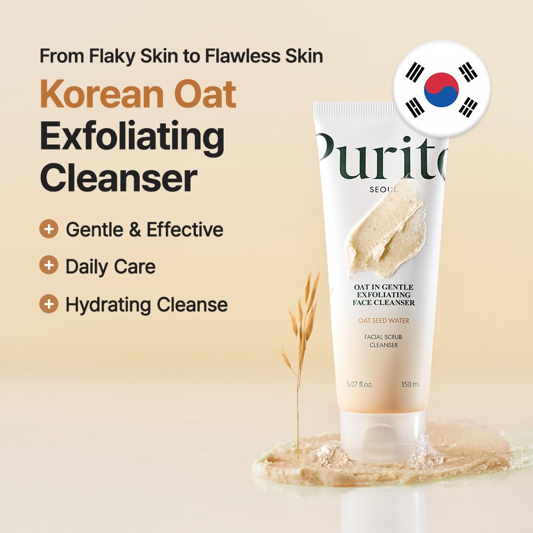 Purito Oat In Gentle Exfoliating Face Cleanser tube held in hand