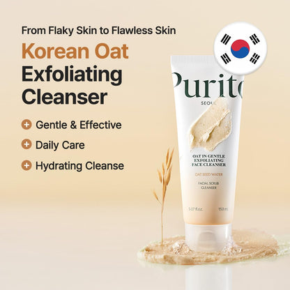Purito Oat In Gentle Exfoliating Face Cleanser tube held in hand