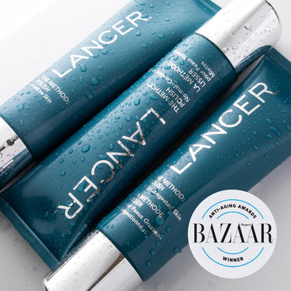 Lancer daily exfoliating face scrub for normal combination skin cream texture close up