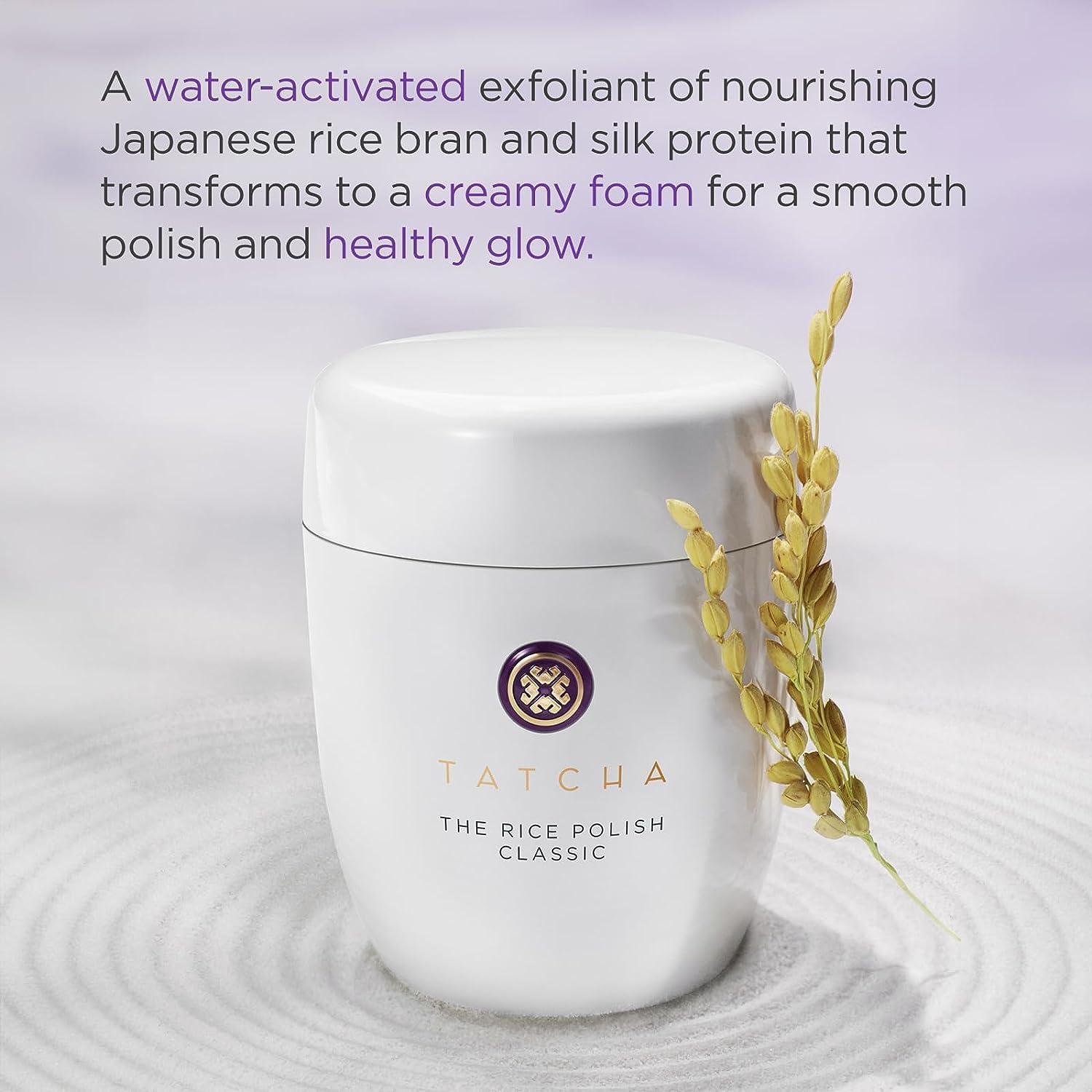 Close up of Tatcha The Rice Polish enzyme powder particles