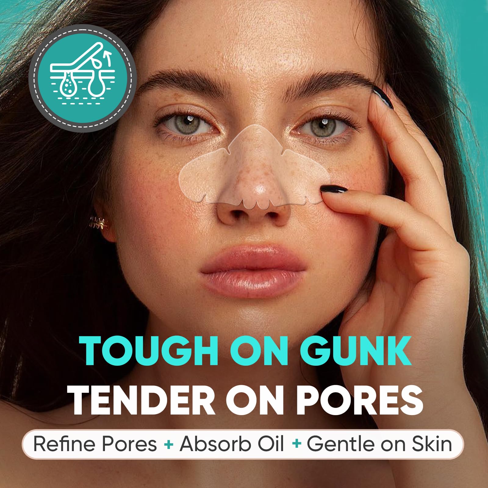 Kindshine hydrocolloid pore strips applied to nose for acne