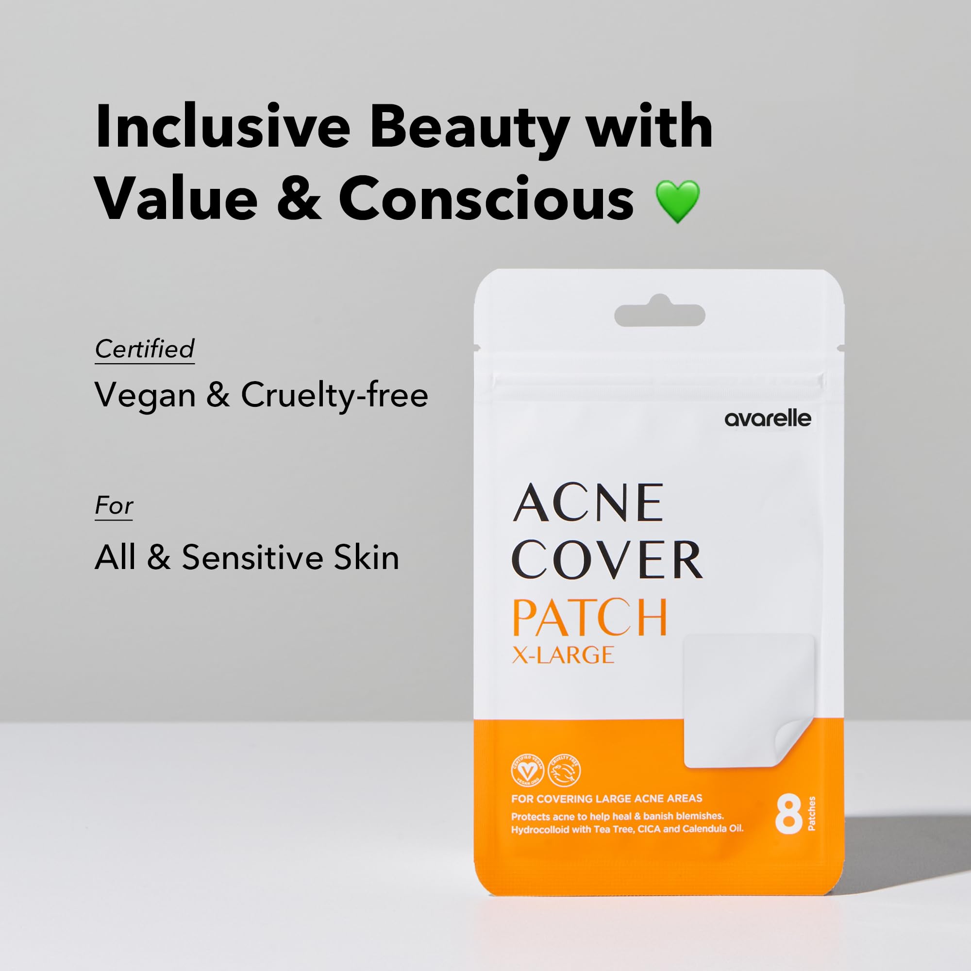 AVARELLE acne cover patch resealable travel pouch with tea tree and calendula callouts