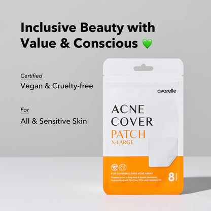 AVARELLE acne cover patch resealable travel pouch with tea tree and calendula callouts
