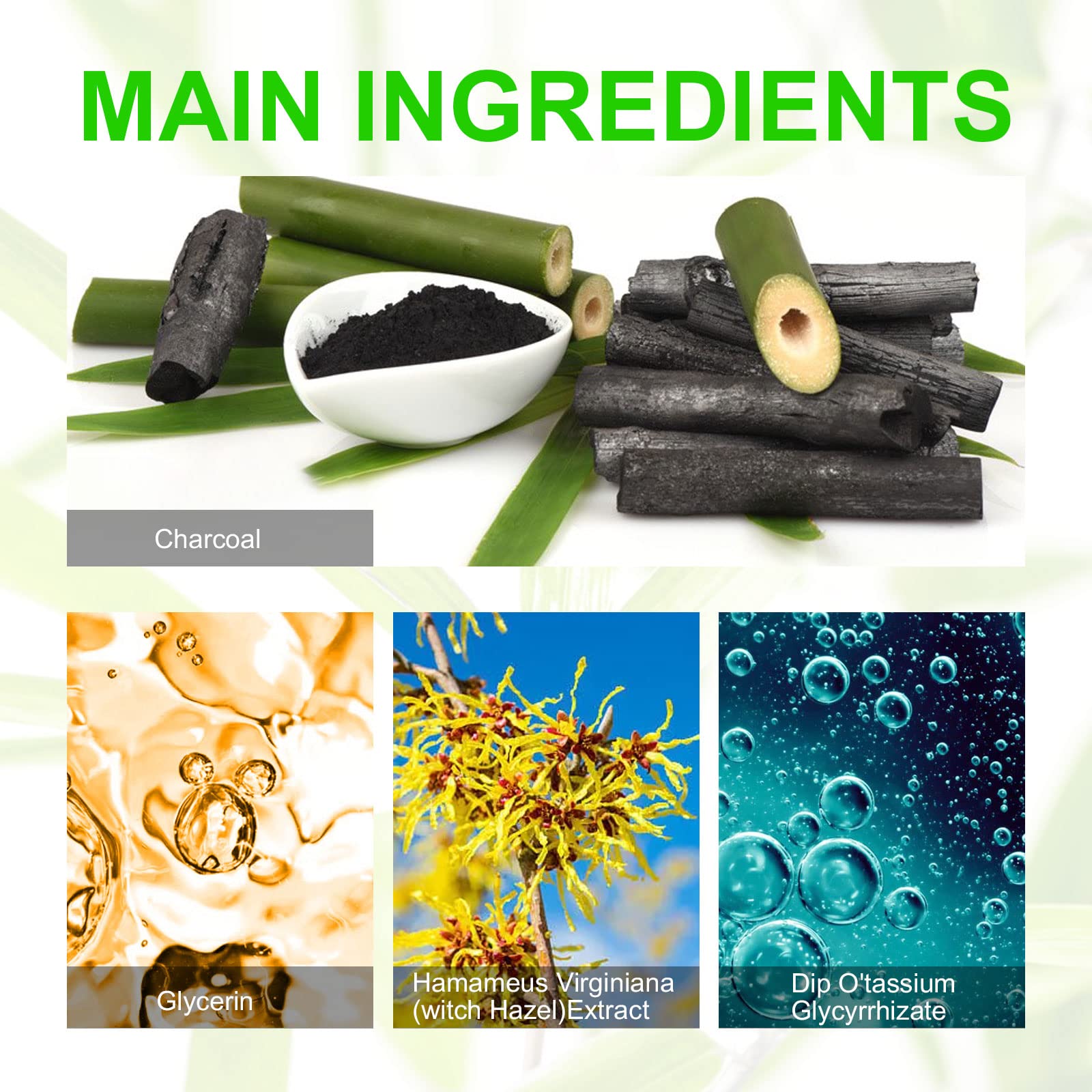 Detailed view of JWBVCTCR charcoal strips ingredients and usage