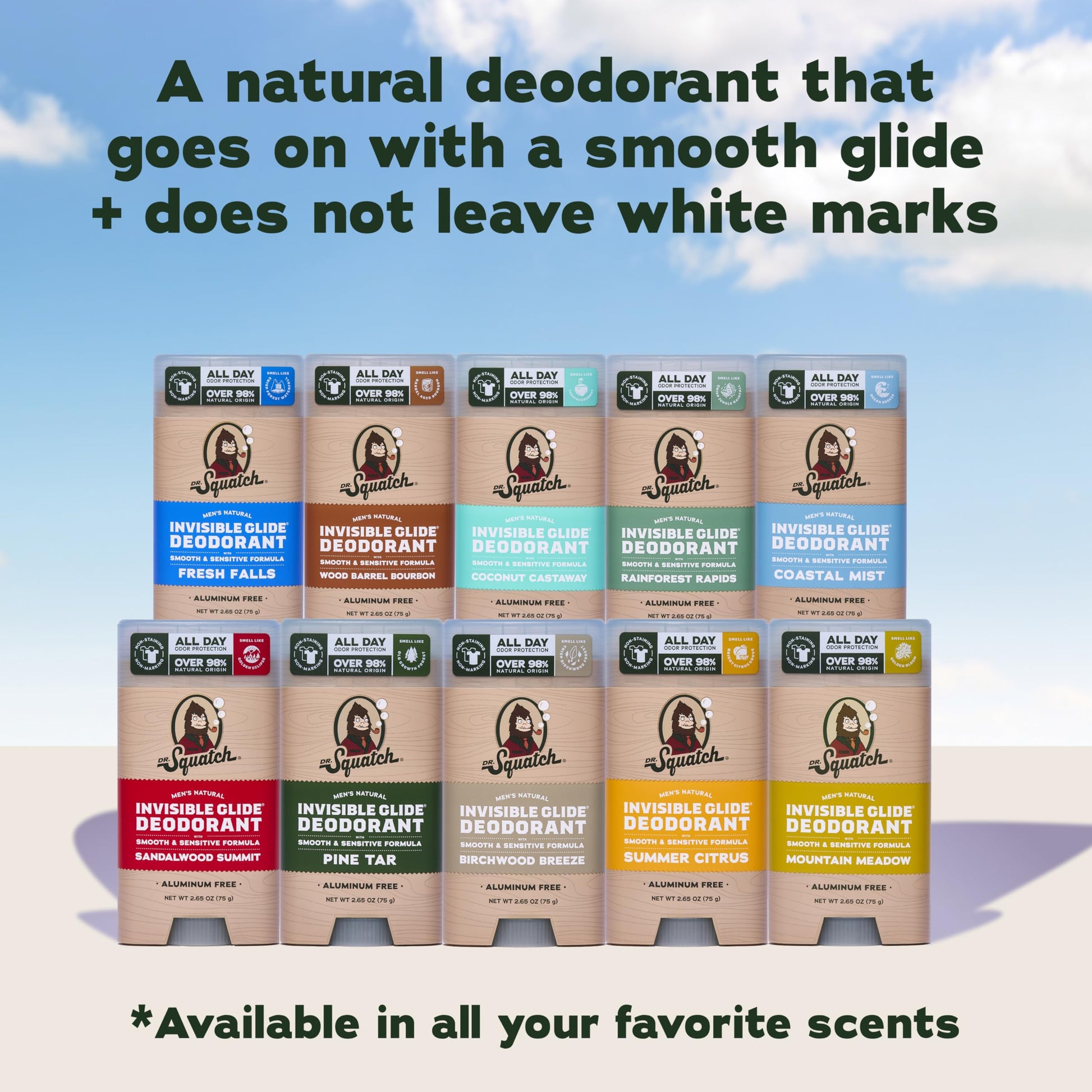 Premium authentic Dr. Squatch underarm stick multi pack presentation