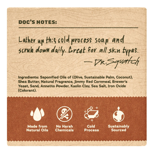 Dr. Squatch natural cold process mens soap bar showing texture and medium grit exfoliating surface