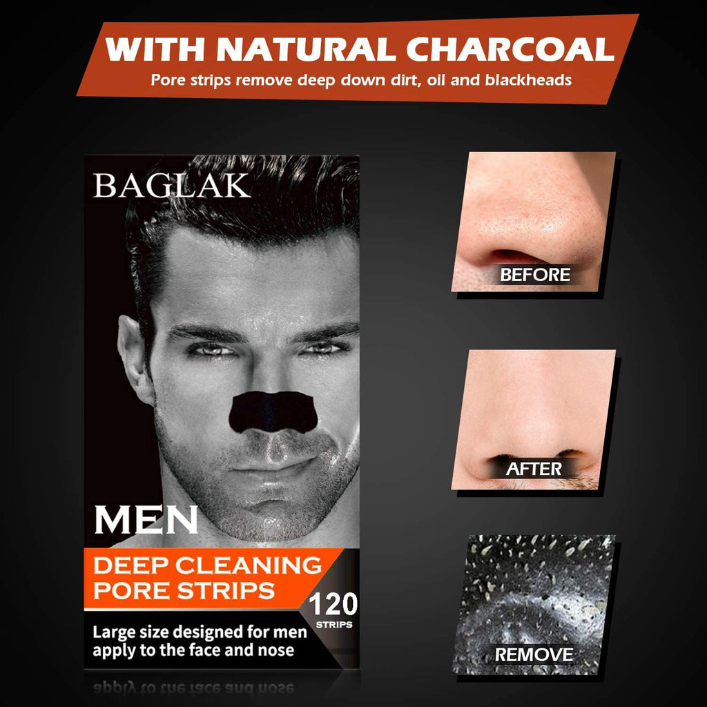 BAGLAK charcoal pore strips box showing 120 count quantity