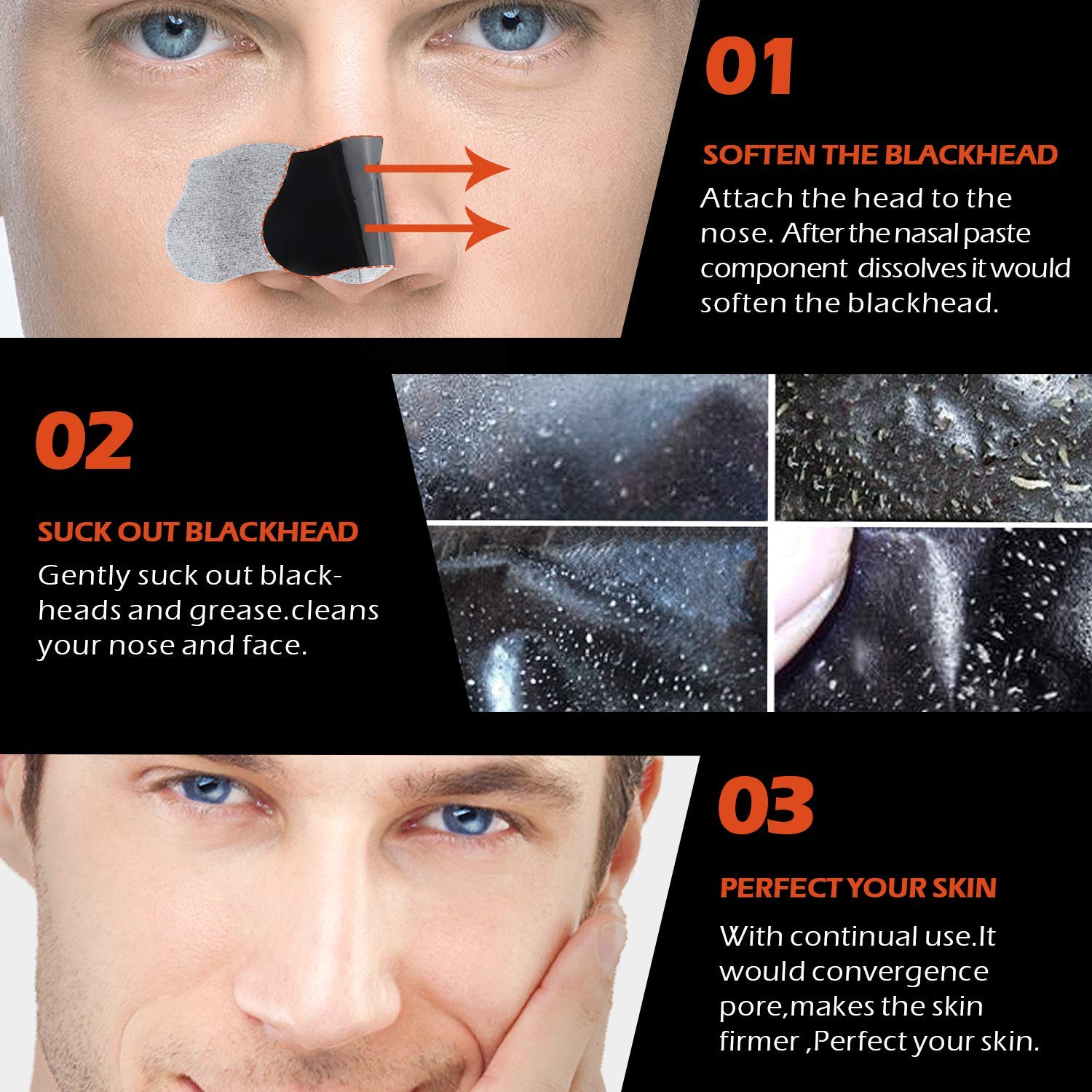 Infographic showing hydrocolloid technology extracting oil and blackheads from face pores.