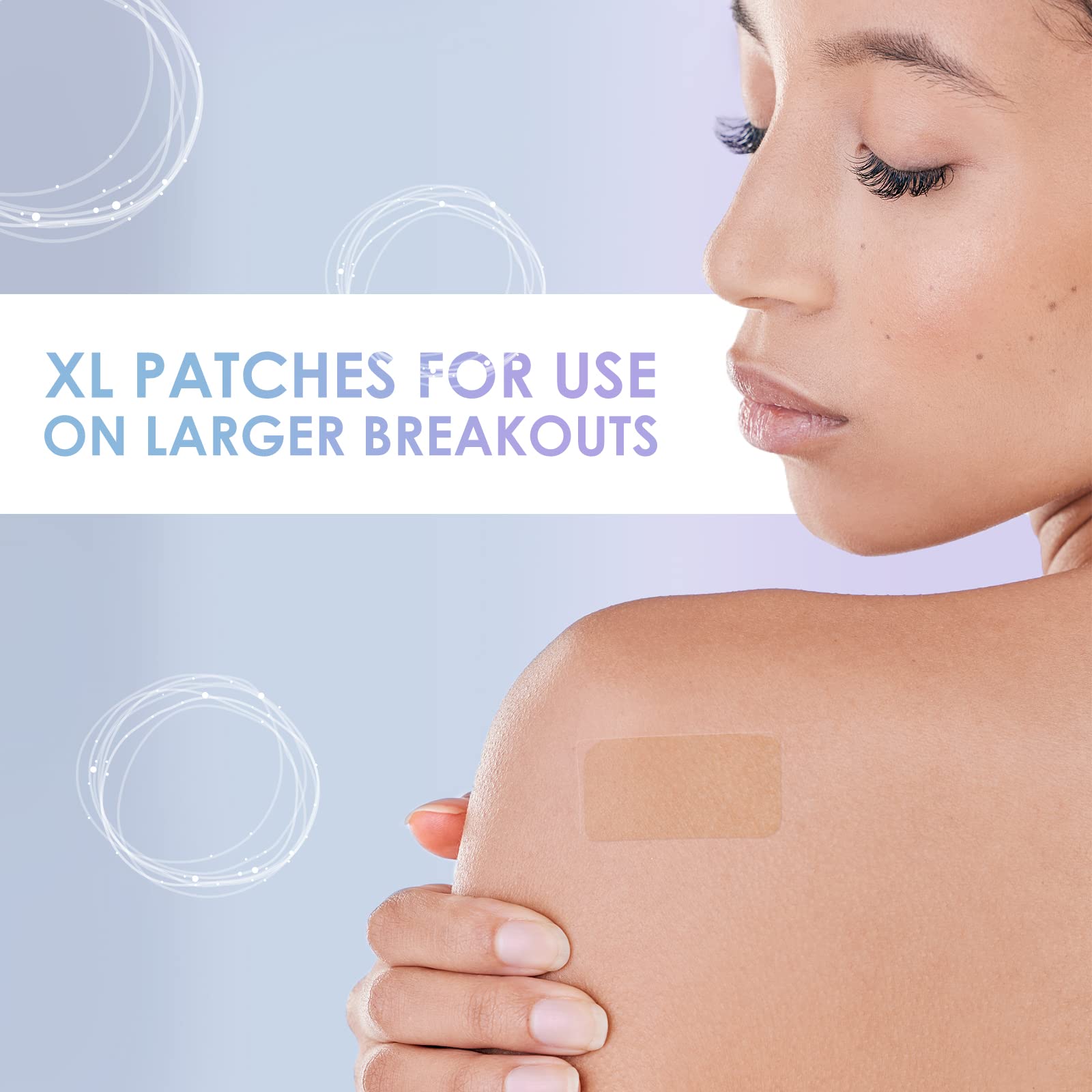 AUSLKA large blemish patches showing the transparent and unnoticeable design on skin