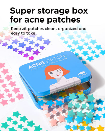 Six colors of LitBear hydrocolloid dots designed for sensitive skin protection.
