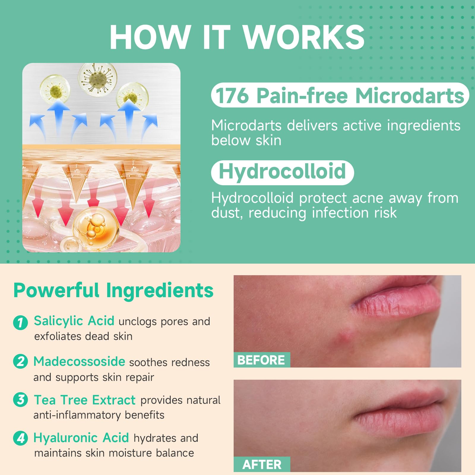Skincare lifestyle display demonstrating the thin invisible profile of the patch on skin