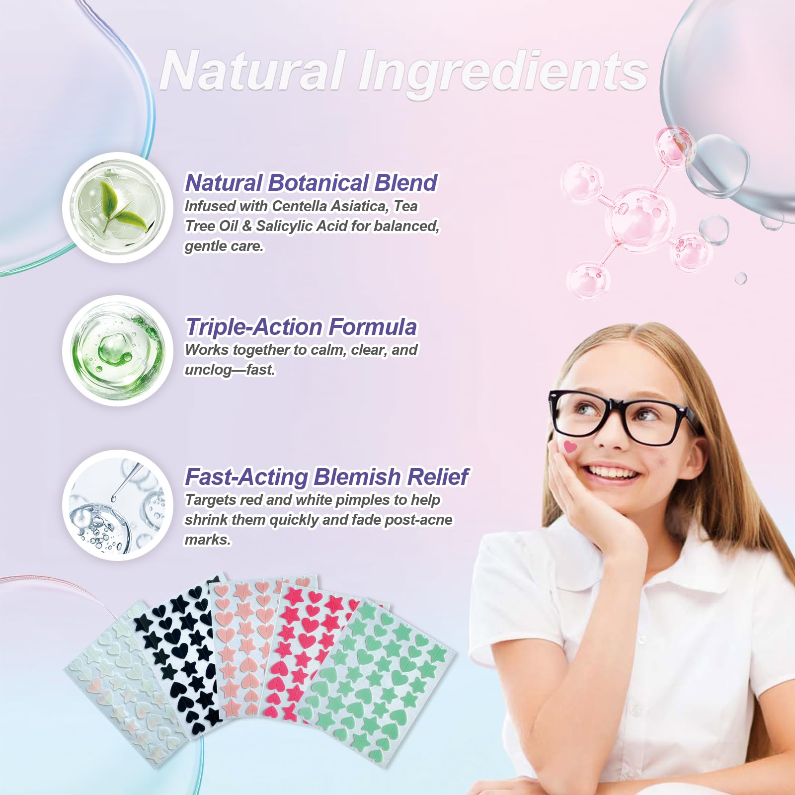 Two hundred count sheet of colorful star shaped and clear blemish care stickers