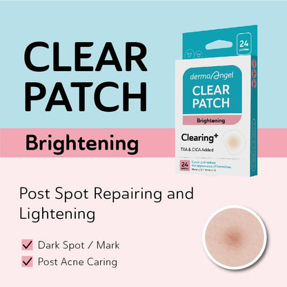Before and after demonstration of a pimple patch absorbing fluid and fading a dark spot.