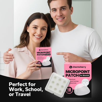 Before and after comparison of using hydrocolloid blemish patches on stubborn blind pimples.