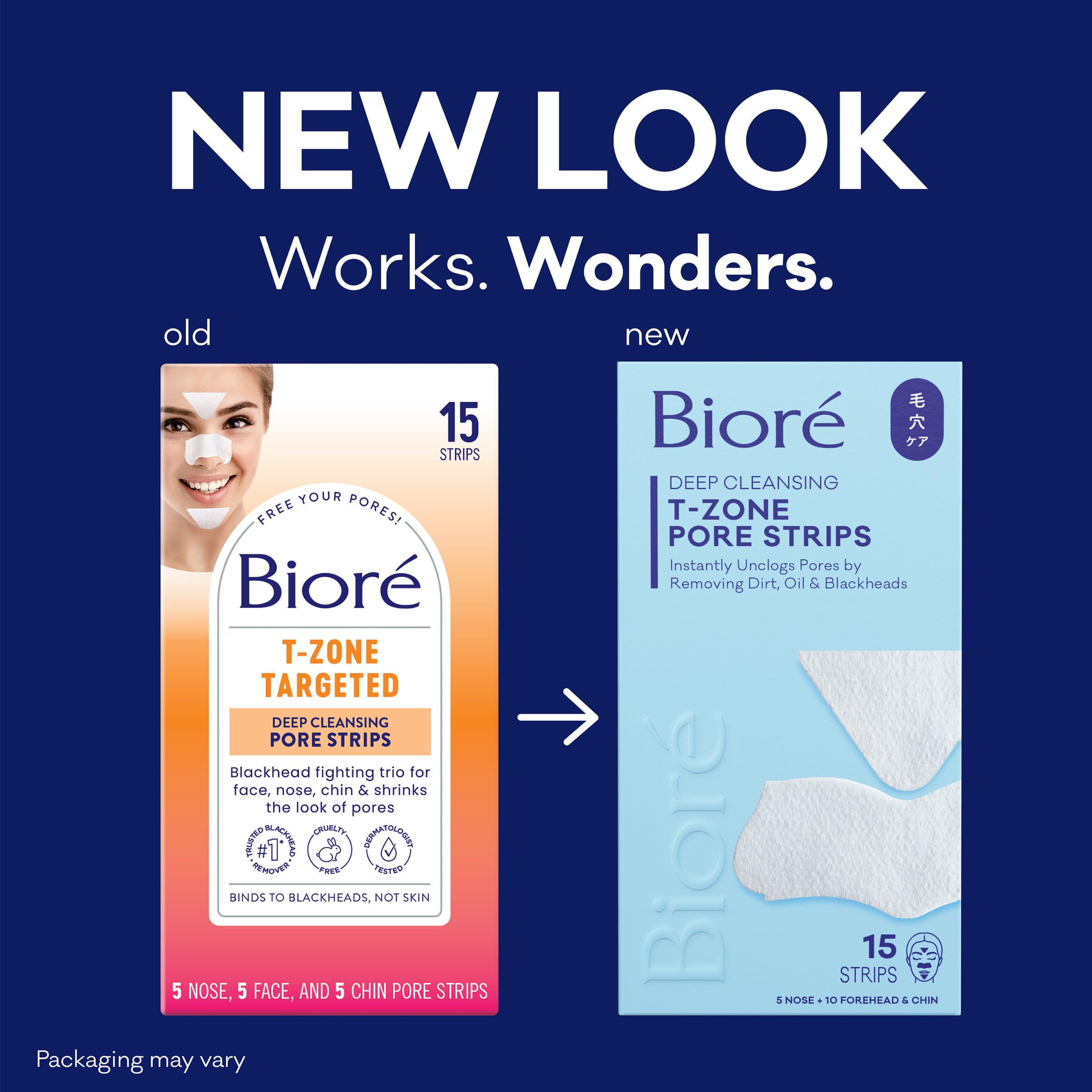 Bioré deep cleansing multi pack pore strips arranged for nose face and chin care