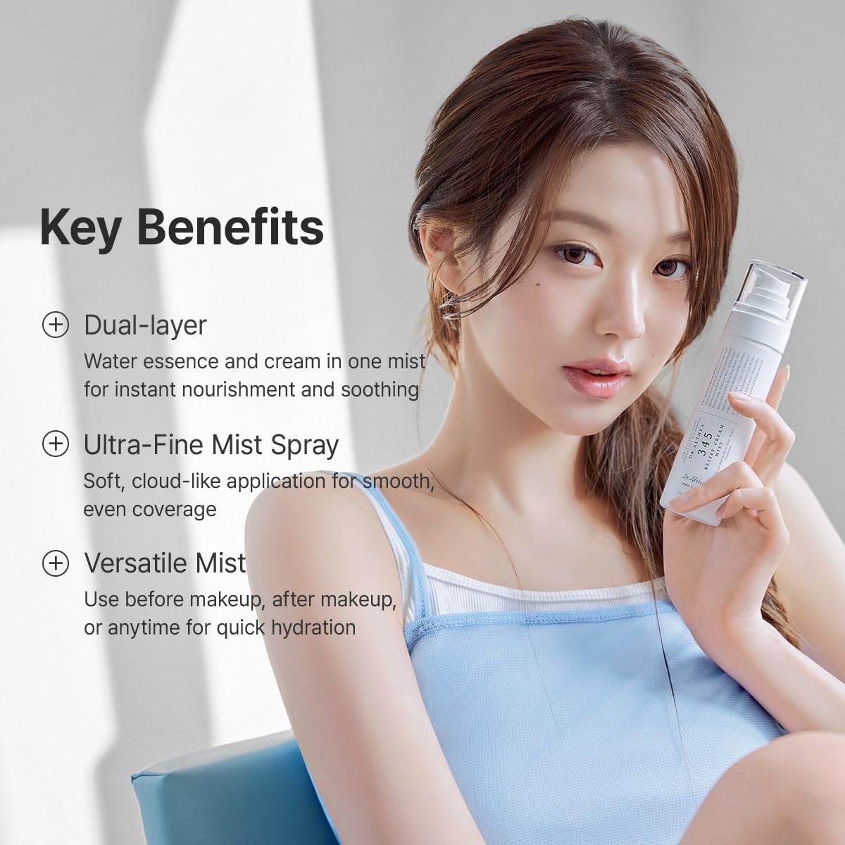 Korean rice extract face mist spray bottle showing product details