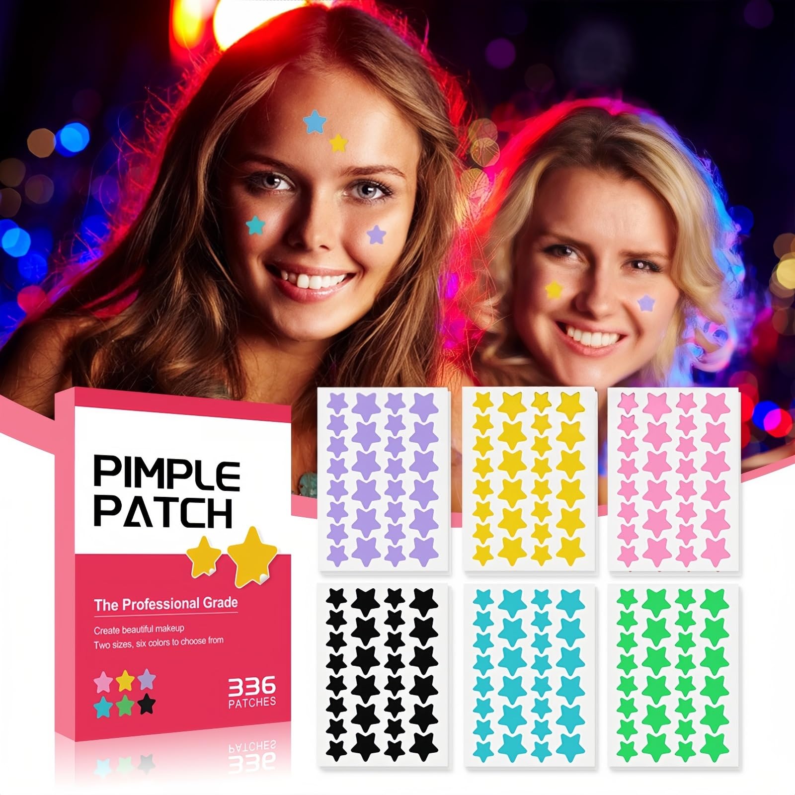 Waterproof star shaped pimple patch demonstrating secure adhesion on skin surface