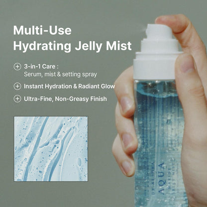 Texture shot of Dr. Althea Aqua Marine Jelly Serum showing the bouncy gel transforming into water