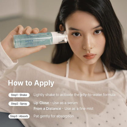 Side view of Dr. Althea Aqua Marine Jelly Mist 100ml highlighting the vegan product certification