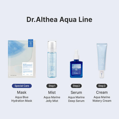 Dr. Althea collagen boosting PDRN serum mist displayed on a clean vanity setup