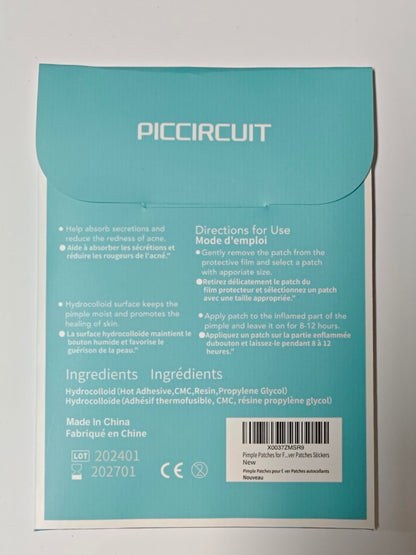 Two different sizes of PICcircuit invisible acne patches comparison including twelve millimeter and eight millimeter dots.