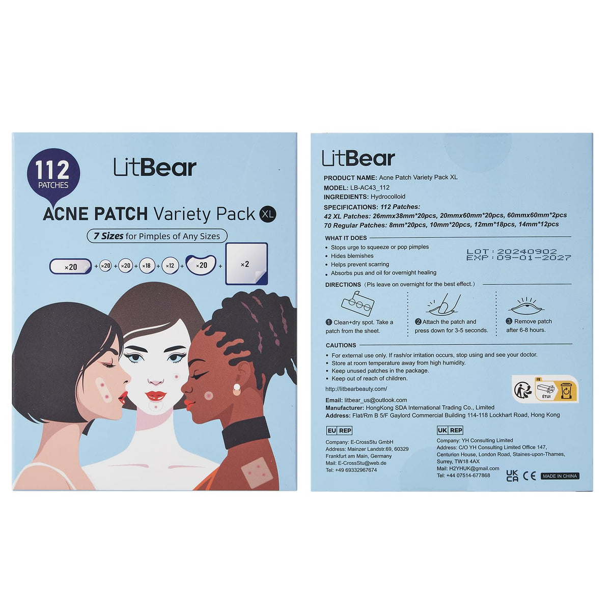 LitBear skincare patches packaging details