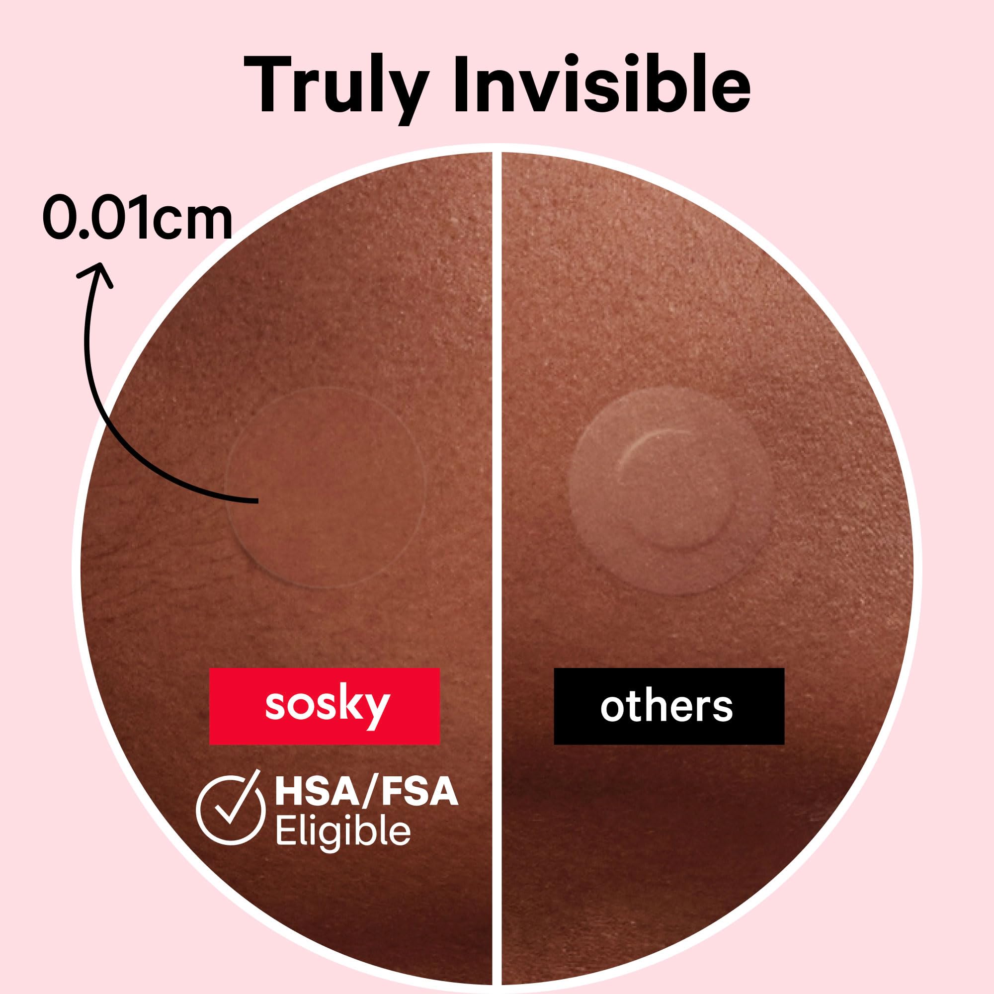 Sosky ultra thin zero point zero one centimeter matte finish zit stickers applied onto facial skin.
