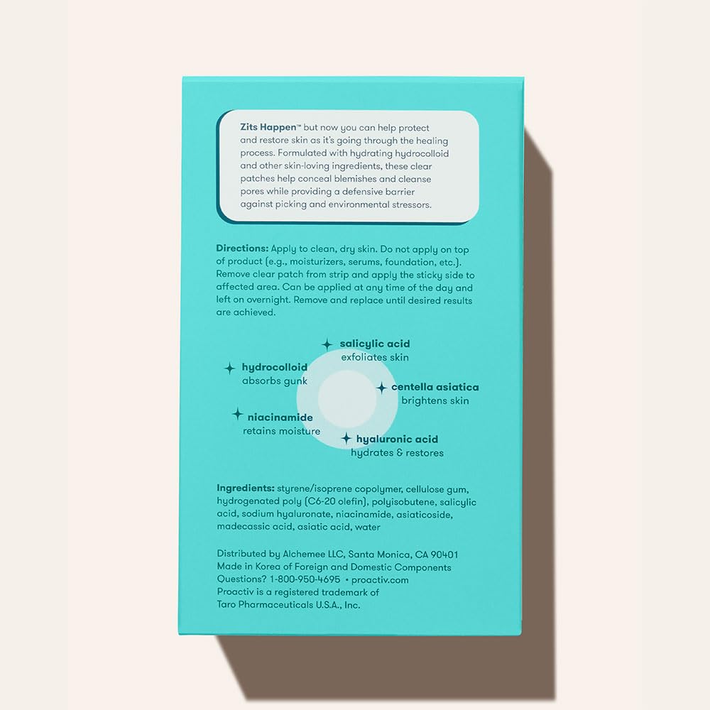 Authentic imported Proactiv acne patch packaging details displaying ingredients and usage instructions