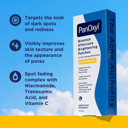PanOxyl acne aftercare patch applied to clean dry skin for dark spots