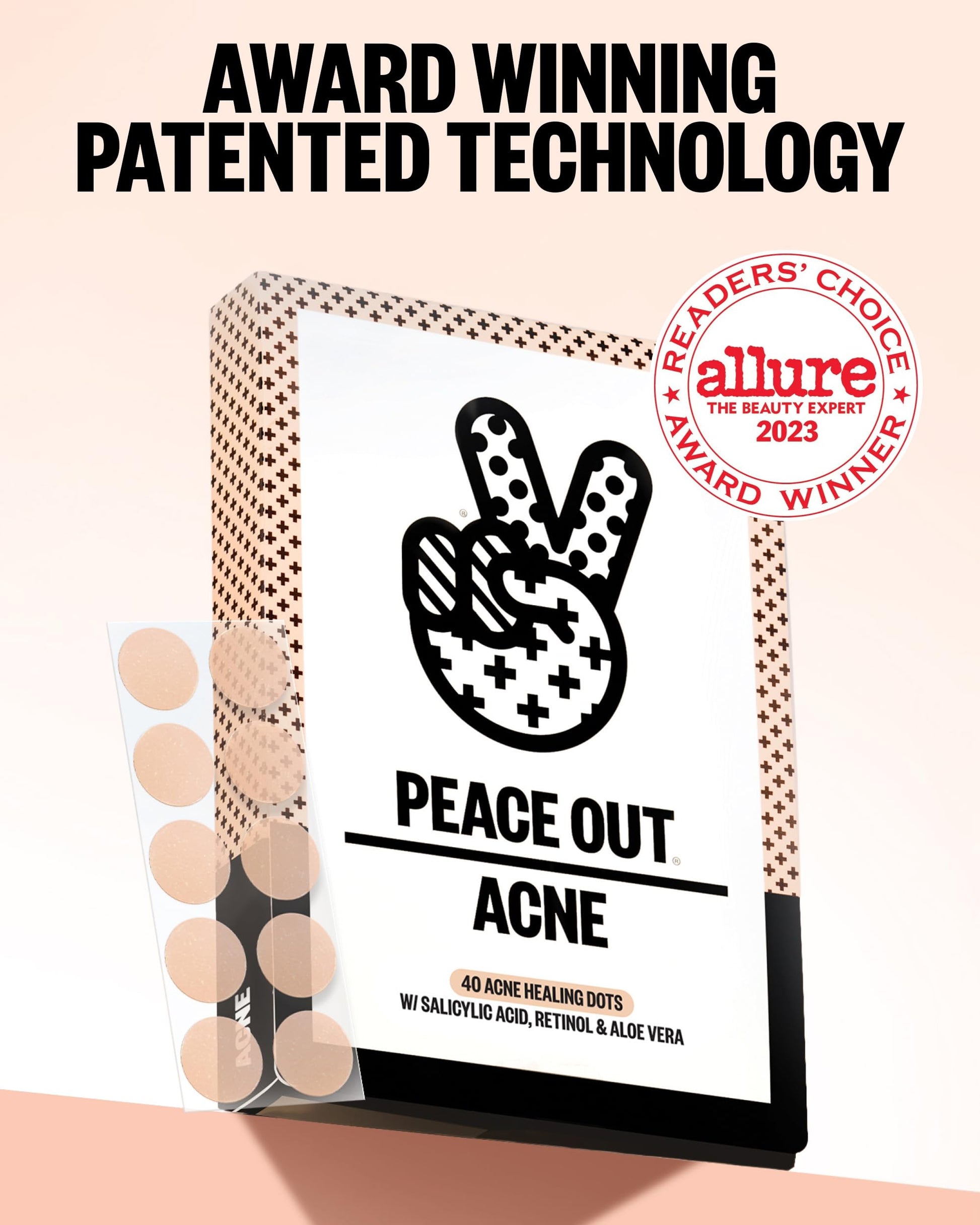 Peace Out vegan and cruelty free hydrocolloid dots for oil absorption and redness relief.