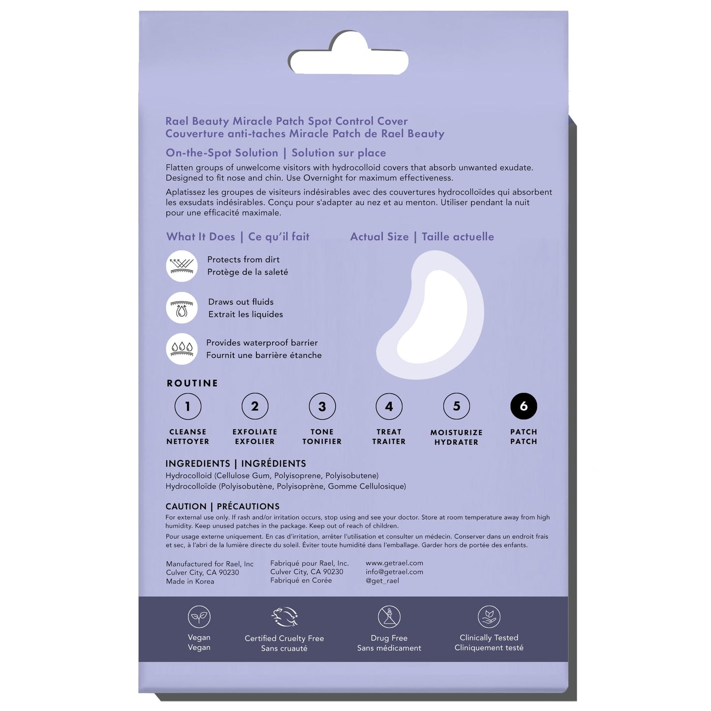 Waterproof hydrocolloid dressing strips by Rael for protective blemish care