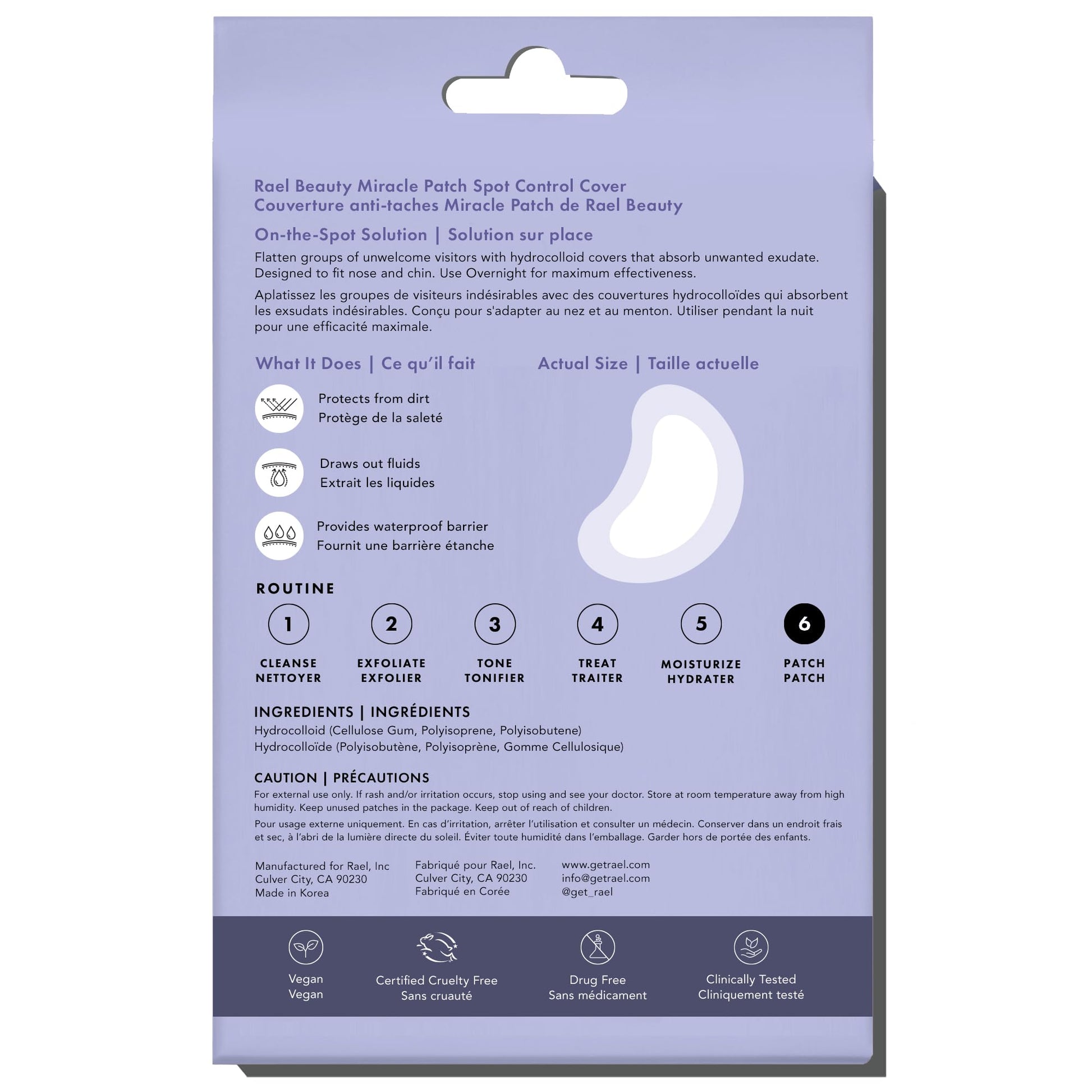 Waterproof hydrocolloid dressing strips by Rael for protective blemish care