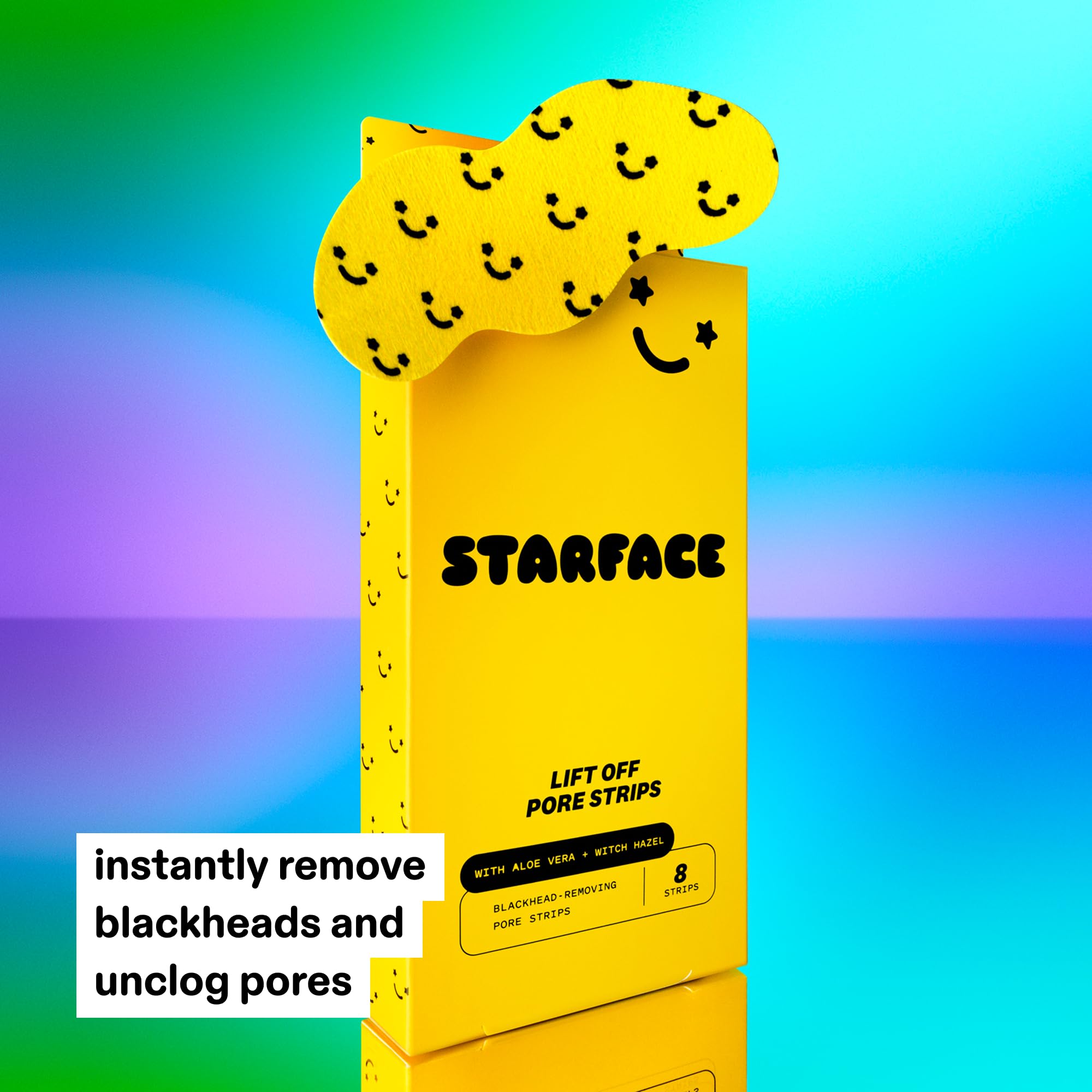 Starface World deep cleansing nose strip pack showing eight count quantity details