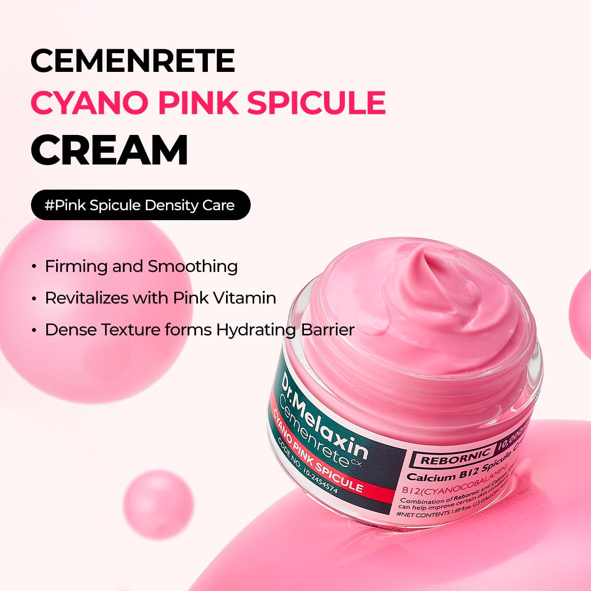 Dr. Melaxin pink spicule treatment cream for dark circles showing translucent texture